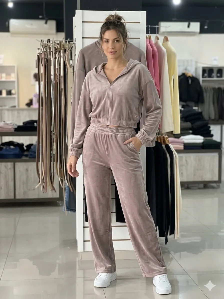 Conjunto veludo — jaqueta + calça