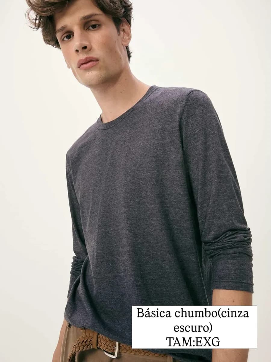 Camiseta manga longa chumbo