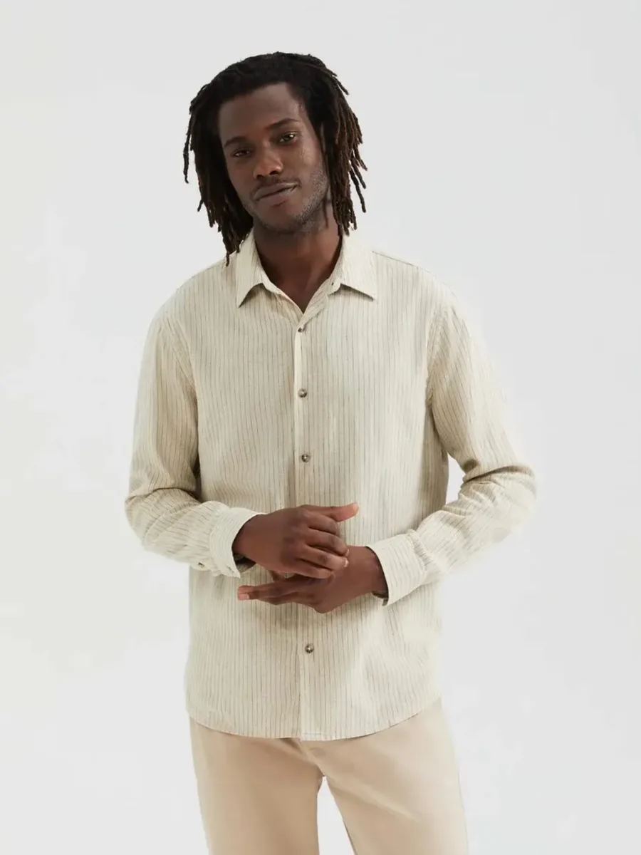 Camisa linho listrada
