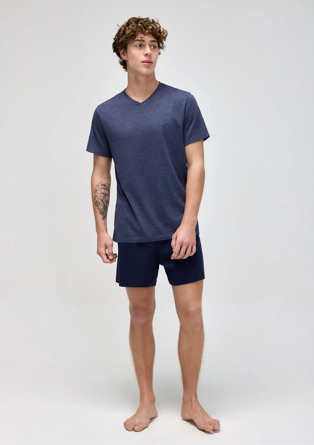 Pijama Masculino Curto Em Malha â Azul marinho â foto 1 de 5