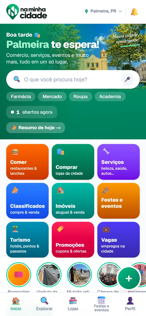 O portal no celular: busca e atalhos da cidade